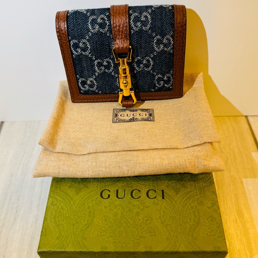 Gucci Jackie 1961 Card Case Wallet Denim